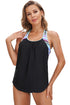 Geometric Print Strap Ruched Tankini Set