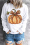 Leopard Bow Pumpkin Graphic Crew Neck Sweatshirt