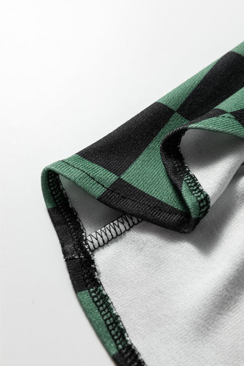 Checkered Print Flap Pocket Button Front Shacket