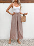 Bohemian Print Smocked High Waist Wide Leg Slit Pants