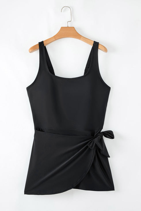 Exclusive Casual Square Neck Knotted One Piece Swimwear