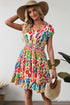 Abstract Print Bohemian Dolman Sleeve Tiered Mini Dress