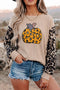 Pumpkin Graphic Leopard Long Sleeve Western Pullover Tee