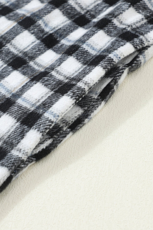 Casual Plaid Print Button Front Tunic Shacket