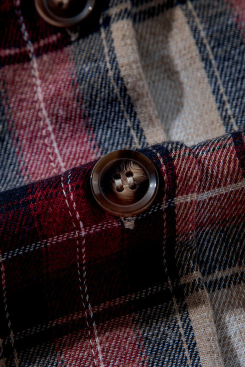 Plaid Print Chest Pocket Button Down Hooded Shacket