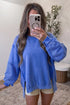 Split Hem Loose Silhouette Washed Tunic Sweatshirt