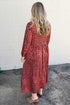 Leopard Print V Neck Long Sleeve Midi Dress