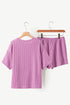 Corded Ribbed Knit Loose Fit Tee And Short Set