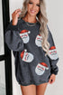 Oversized Corduroy Santa Graphic Drop Shoulder Sweatshirt
