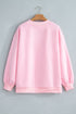 Mock Neck Polka Dot Pattern Trim Oversized Sweatshirt