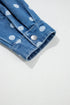Polka Dot Long Sleeve Collar Shift Tunic Denim Jacket