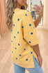 Polka Dot Print Crossed Seam Detail Oversized Tee