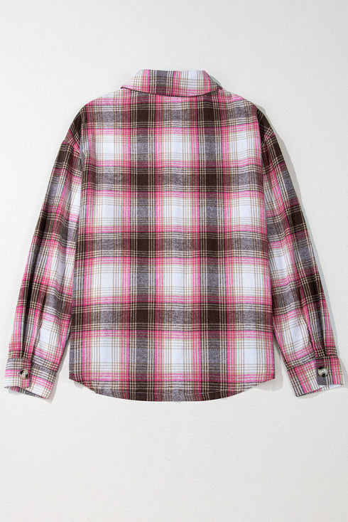Exclusive Casual Flap Pocket Button Up Plaid Shacket