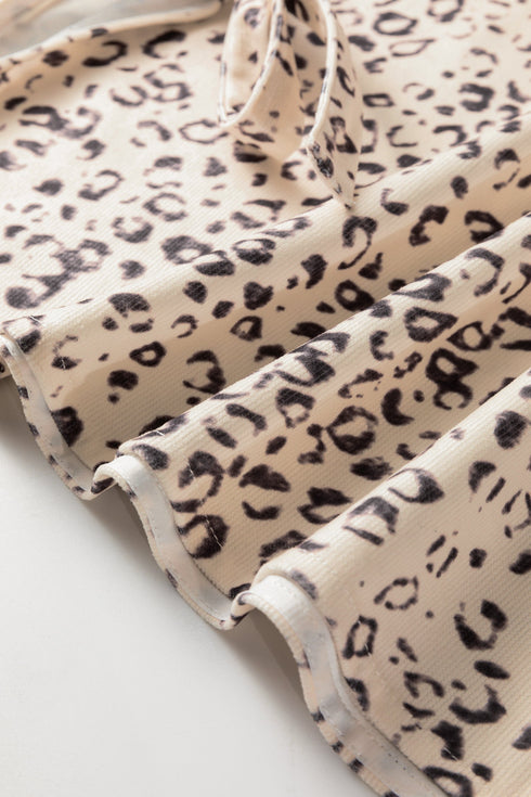 All Over Leopard Print Corduroy Knot Side Western Vest