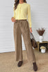 Polyester Tie Elastic Waist Soft Corduroy Pants