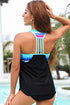 Geometric Print Strap Ruched Tankini Set