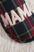 Retro Plaid Mama Lettering Plush Lined House Slipper