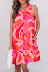 Abstract Blossoms Sleeveless Shift Dress