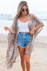 Bohemian Mixed Print Open Front Draped Kimono