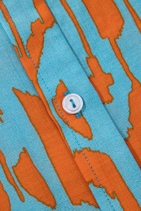 Abstract Ikat Print Short Sleeve Button Down Shirt