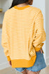 Pumpkin Face Stripe Waffle Knit Slit Pullover Sweatshirt
