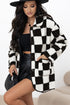 Checkered Collared Buttoned Side Pocket Fleece Jacket