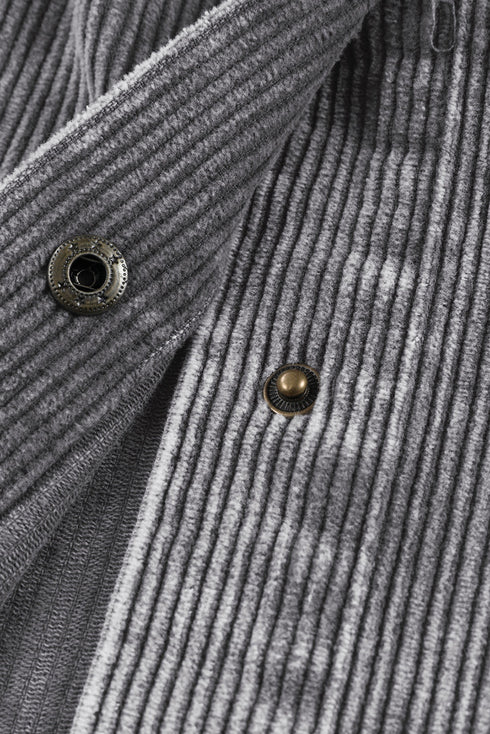 Casual Button Down Hooded Corduroy Shirt Jacket