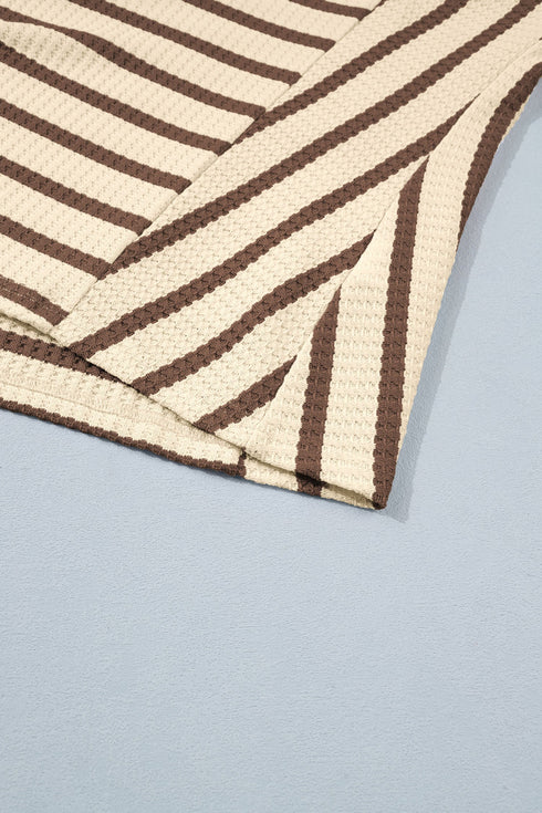 Striped Pattern Patchwork Ribbed Cuff Pullover Sweatshirt