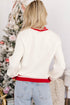 Plaid Tree Applique Round Neck Loose Sweater