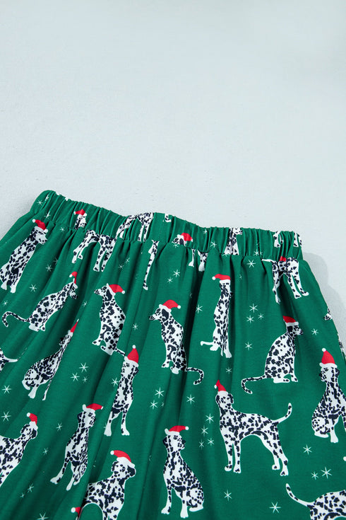 Dog Print Long Sleeve Two Piece Shift Lounge Set