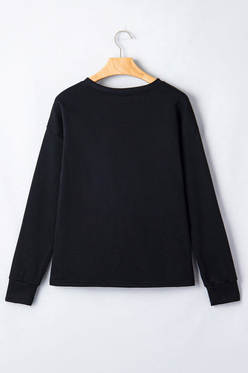 Western Steer Head Print Long Sleeve Round Neck Shift Sweatshirt