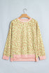Leopard Polka Dot Trim Long Sleeve Top