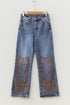 Embroidered Western Flare Leg Detail Jeans