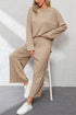 Loose Fit Textured Wide Leg Pullover And Pants Loungewear
