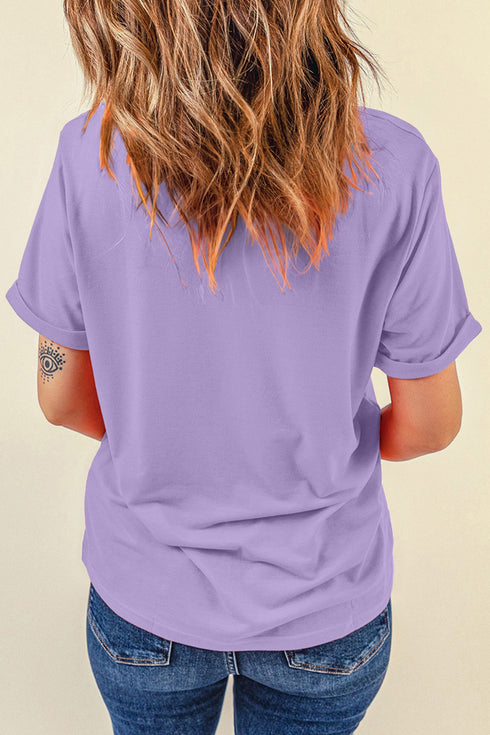Ghost Embroidered Cuffed Short Sleeve Graphic Tee