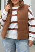 Textured Corduroy Stand Neck Zipped Puffer Vest