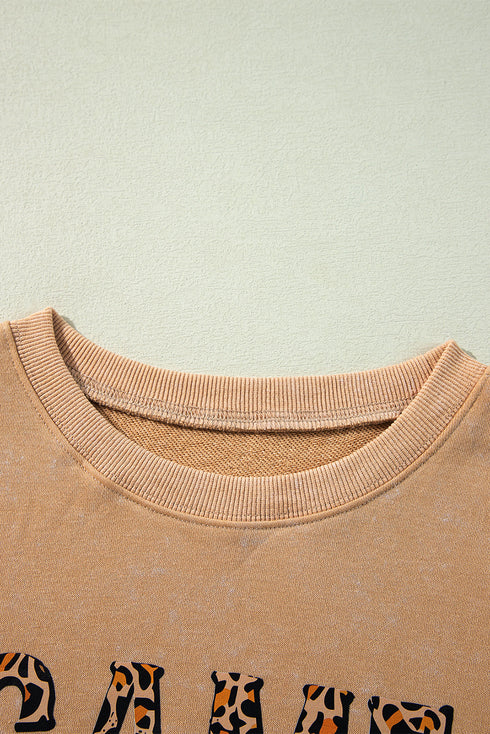 Oversized Mineral Wash Graphic Print Split Hem Sweatshirt