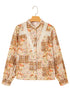 Floral Lace Trim Button Down Long Sleeve Blouse