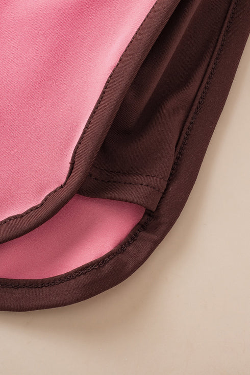 Casual Blocked Pattern Patchwork Cap Sleeve Short Set