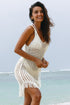 Boho Open Knit Tie Waist Mini Cover Up