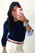 Drop Shoulder Long Sleeve Striped Pullover Sweater