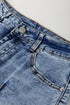 Center Seam Cuffed Hem Straight High Waist Denim Jeans