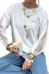 Lace Patchwork Round Neck Long Sleeve Top