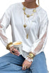 Lace Patchwork Round Neck Long Sleeve Top