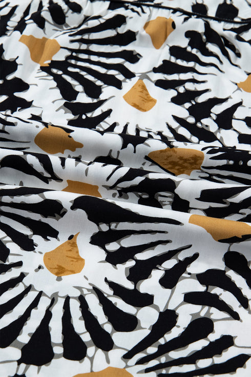 Abstract Floral Print A Line Split Neck Maxi Dress