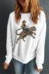 Western Cowboy Cheetah Graphic Relaxed Pullover Sweatshirt