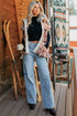 Geometric Print Fleece Metal Button Placket Shift Silhouette Vest