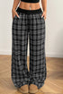 Frenchy Plaid Pattern Drawstring Waist Wide Leg Pants