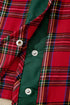 Plaid V Neck Ruffle Trim Short Sleeve Blouse