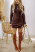 Ribbed Mock Neck Long Sleeve Sweater Dress